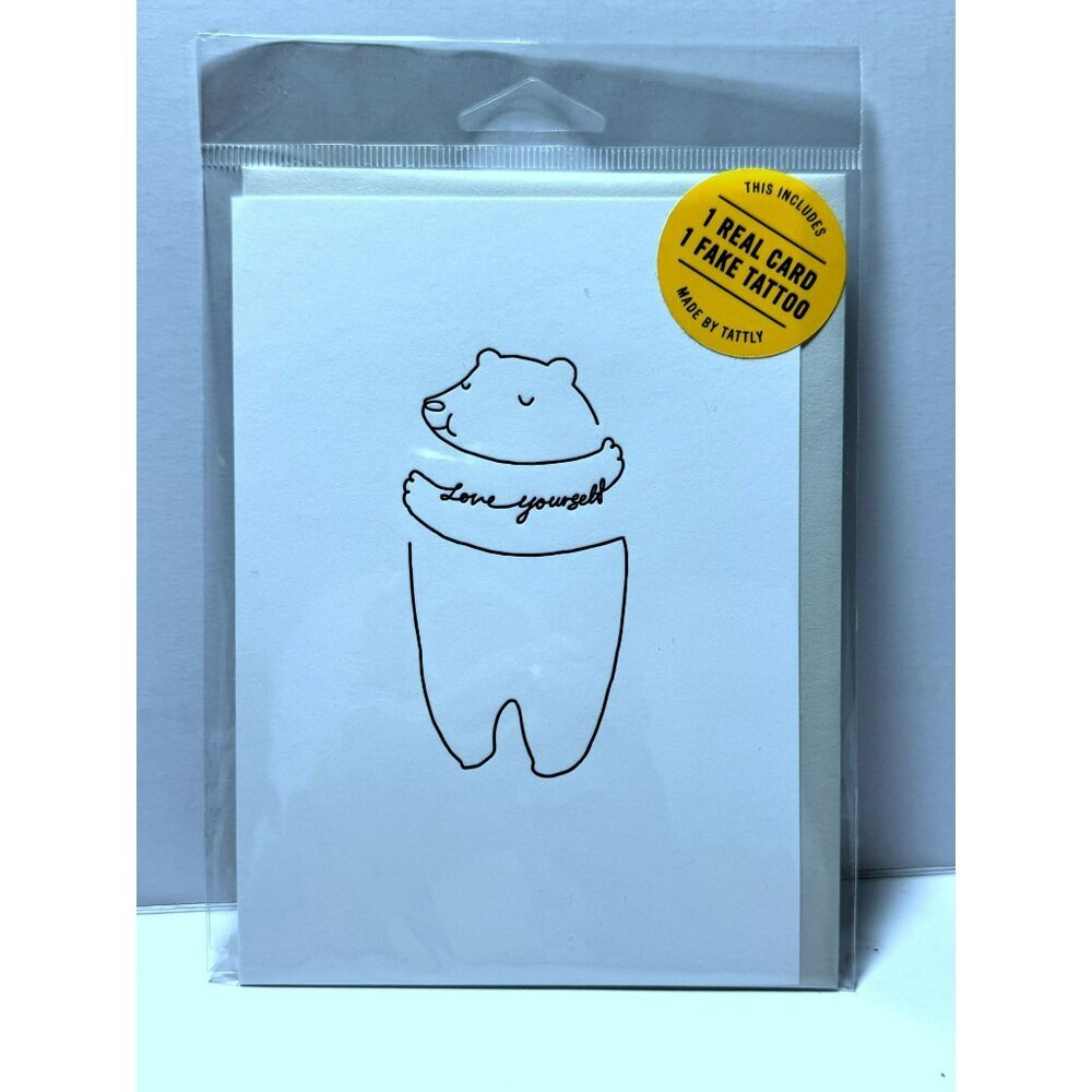 Temporary Tattoos & Bear Hug Cards LOVE YOURSELF Set of 5 Individual Pks 5X6 NEW